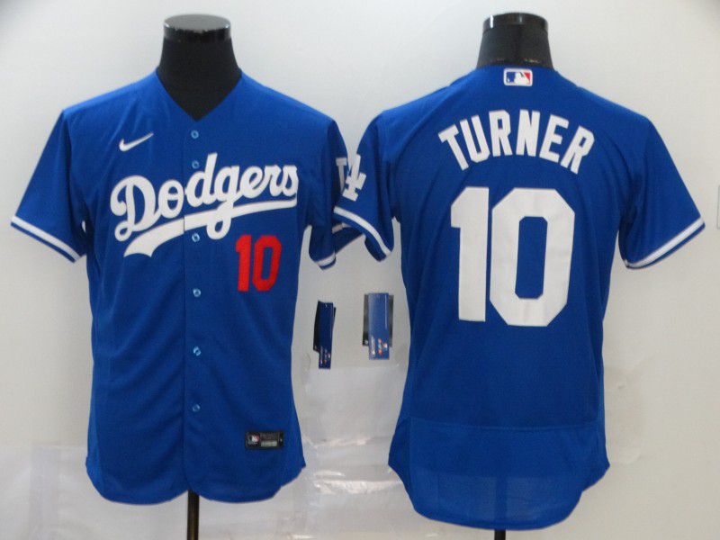 Men Los Angeles Dodgers #10 Turner Blue Nike Elite MLB Jerseys->youth mlb jersey->Youth Jersey